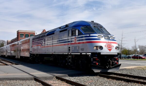 Virginia,Railway,Express,Train,At,Manassas,Train,Station,,Manassas,,Virginia,