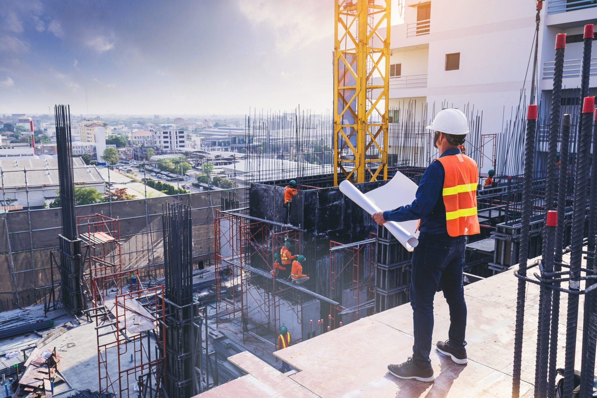 Smart,Civil,Architect,Engineer,Inspecting,And,Working,Outdoors,Building,Side