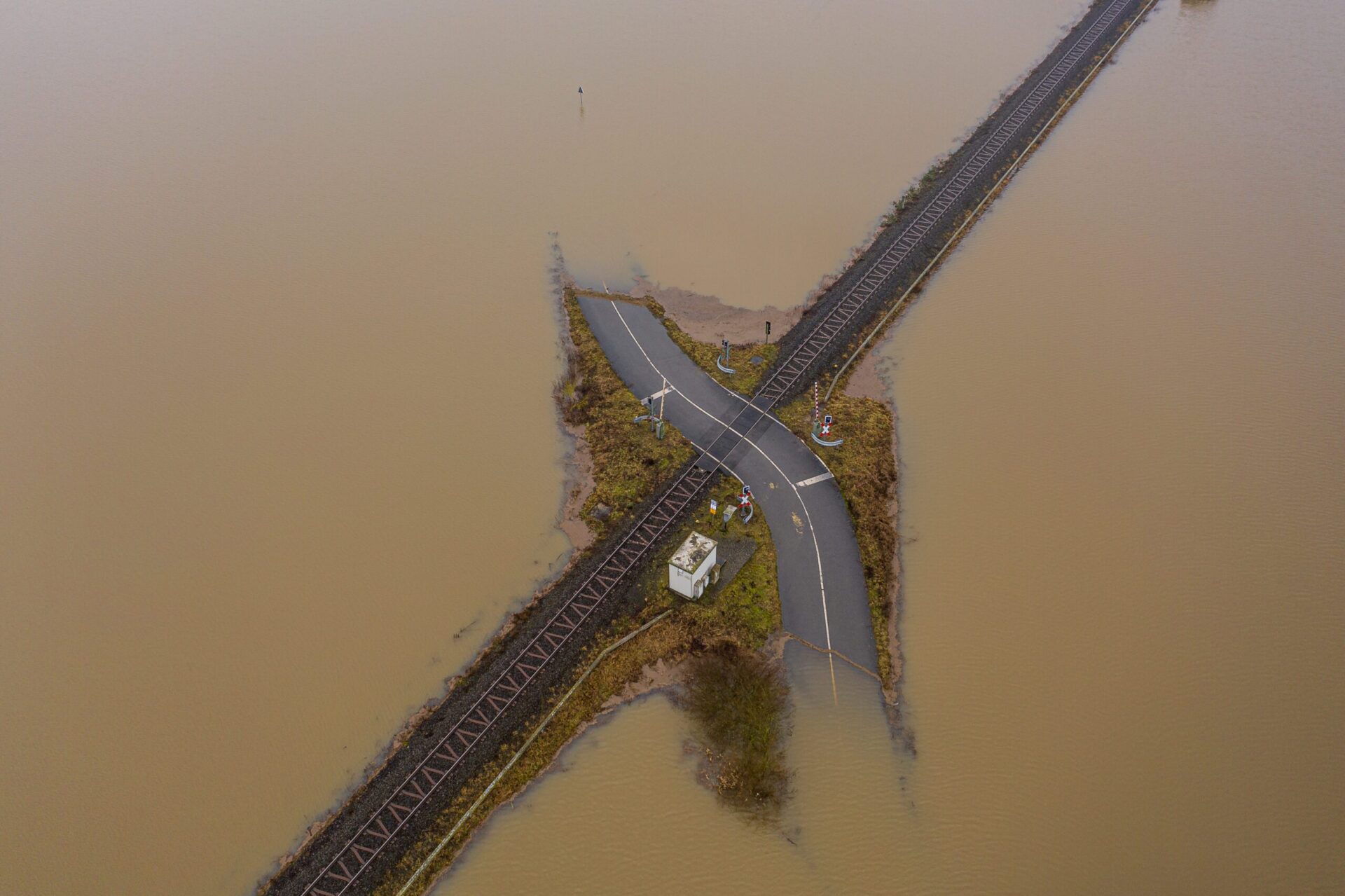 Flooding,Germany,.flooded,Road,Passing,Through,The,Railway.,A,Road
