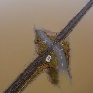Flooding,Germany,.flooded,Road,Passing,Through,The,Railway.,A,Road