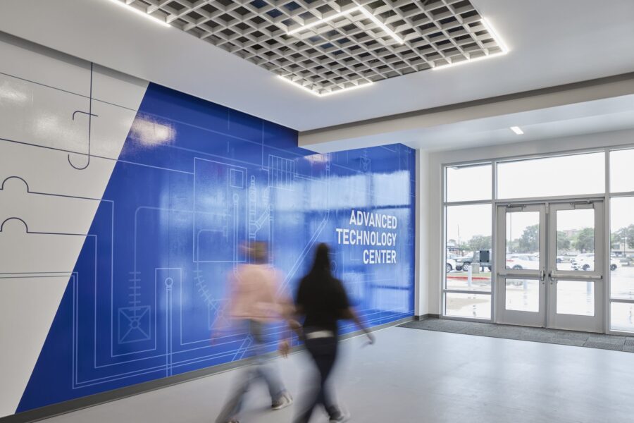 People walking in building