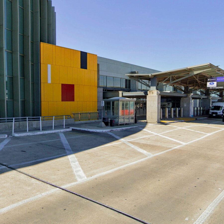 the front of a building entrance