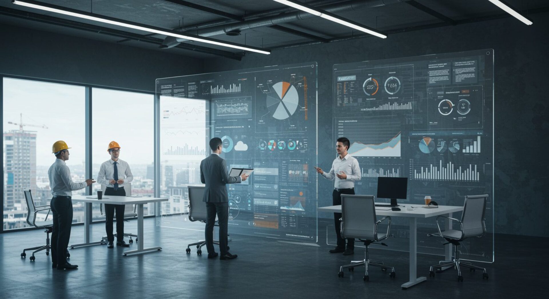 A,Modern,,Clean,Construction,Control,Room,Or,Virtual,Interface,Showing
