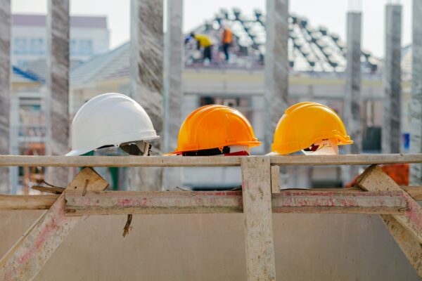 construction hard hats sit ready on job site 2026 03 25 06 32 09 utc